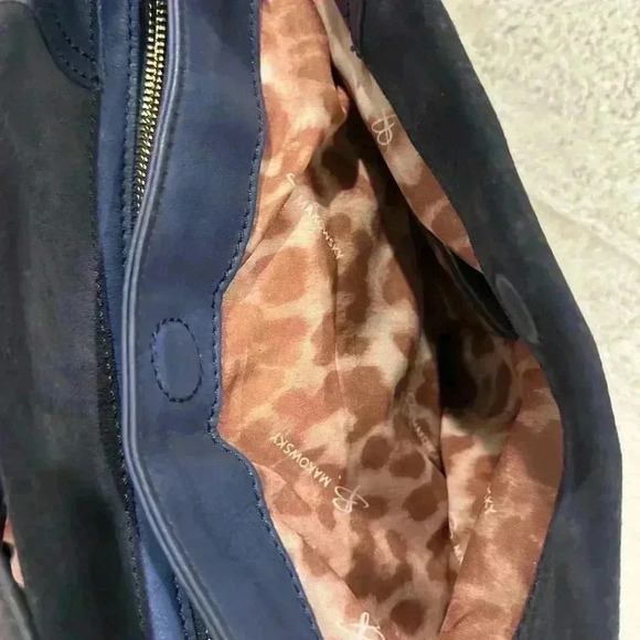 Timeless B Makowsky Giamma00 Blue Suede Leather Hobo Shoulder Handbag Purse - Picture 6 of 8